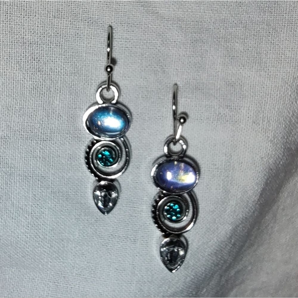 Chic Silver and Blue Drop Earrings